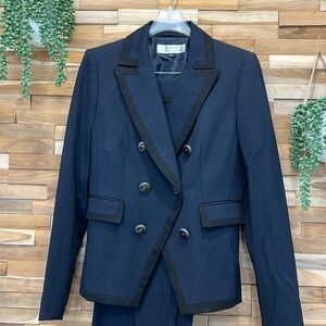 Tahari ASL Two tone button detail wide leg pants suit Size 6.